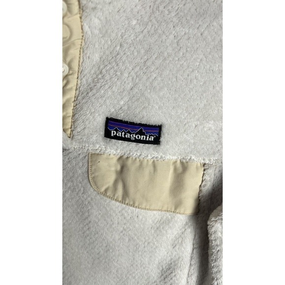 Patagonia Sweater Women Size Small Re-Tool Snap-T Fleece Pullover White Pockets - Picture 4 of 9